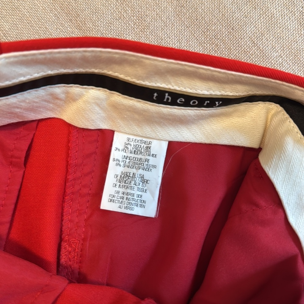 Theory Vibrant Red Trousers - Picture 8 of 8